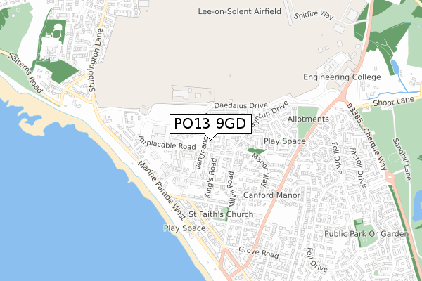 PO13 9GD map - small scale - OS Open Zoomstack (Ordnance Survey) PO13 9GD map - small scale - OS Open Zoomstack (Ordnance Survey)