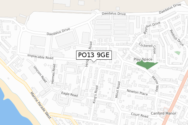 PO13 9GE map - large scale - OS Open Zoomstack (Ordnance Survey)