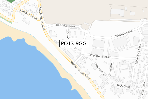PO13 9GG map - large scale - OS Open Zoomstack (Ordnance Survey)