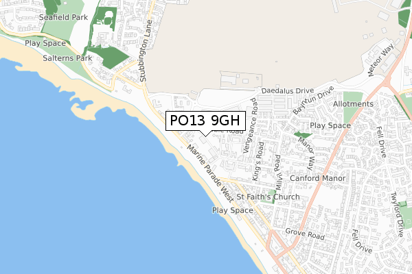PO13 9GH map - small scale - OS Open Zoomstack (Ordnance Survey)