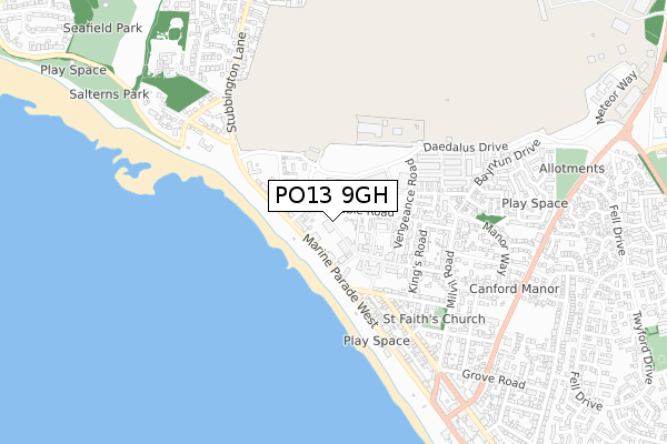 PO13 9GH map - small scale - OS Open Zoomstack (Ordnance Survey) PO13 9GH map - small scale - OS Open Zoomstack (Ordnance Survey)
