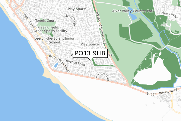 PO13 9HB map - small scale - OS Open Zoomstack (Ordnance Survey)