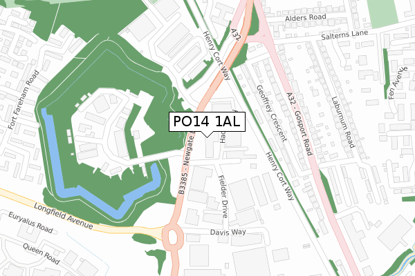 PO14 1AL map - large scale - OS Open Zoomstack (Ordnance Survey)