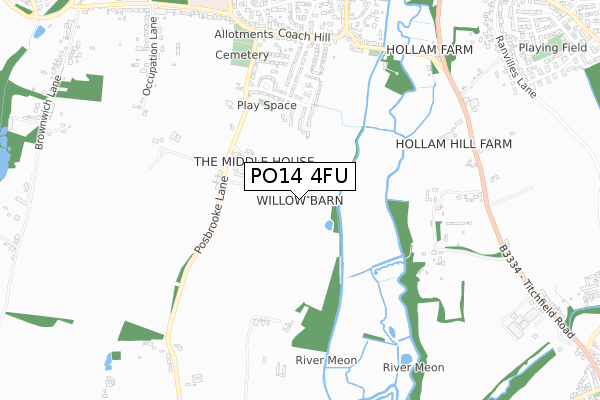 PO14 4FU map - small scale - OS Open Zoomstack (Ordnance Survey)