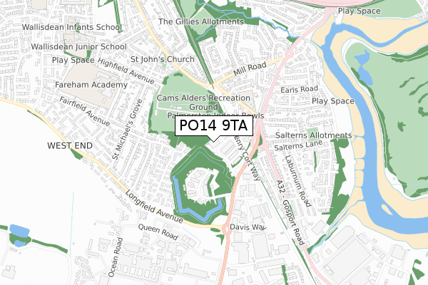 PO14 9TA map - small scale - OS Open Zoomstack (Ordnance Survey) PO14 9TA map - small scale - OS Open Zoomstack (Ordnance Survey)