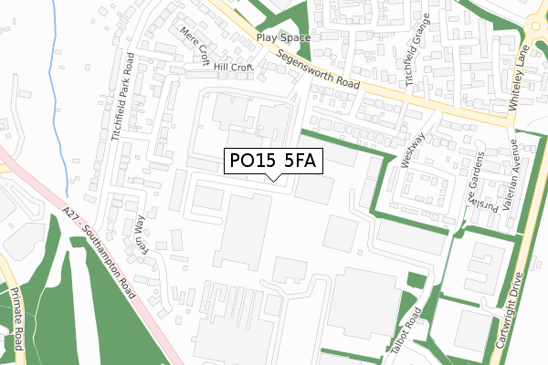 PO15 5FA map - large scale - OS Open Zoomstack (Ordnance Survey) PO15 5FA map - large scale - OS Open Zoomstack (Ordnance Survey)