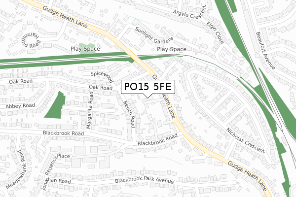 PO15 5FE map - large scale - OS Open Zoomstack (Ordnance Survey)