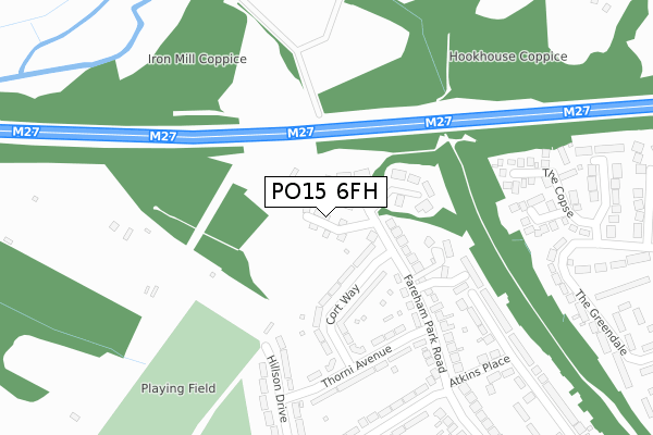 PO15 6FH map - large scale - OS Open Zoomstack (Ordnance Survey)