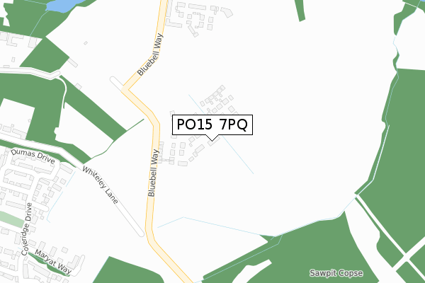 PO15 7PQ map - large scale - OS Open Zoomstack (Ordnance Survey)