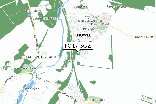 PO17 5GZ map - small scale - OS Open Zoomstack (Ordnance Survey)