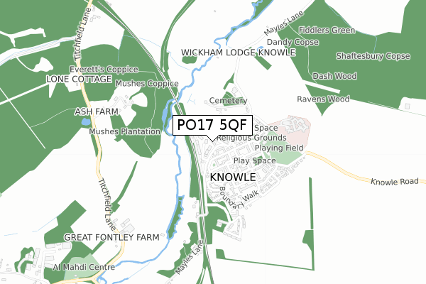 PO17 5QF map - small scale - OS Open Zoomstack (Ordnance Survey)