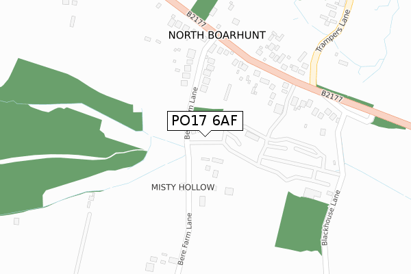 PO17 6AF map - large scale - OS Open Zoomstack (Ordnance Survey)