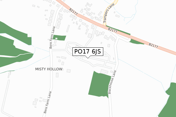 PO17 6JS map - large scale - OS Open Zoomstack (Ordnance Survey)