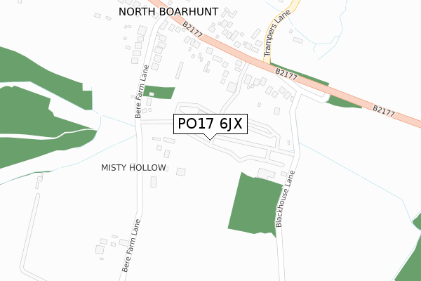 PO17 6JX map - large scale - OS Open Zoomstack (Ordnance Survey)