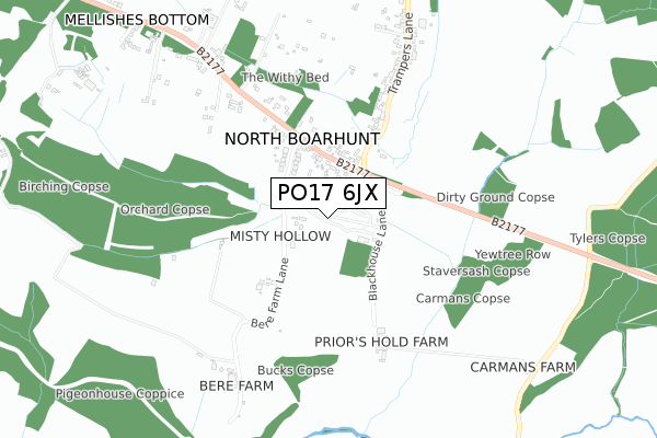 PO17 6JX map - small scale - OS Open Zoomstack (Ordnance Survey)