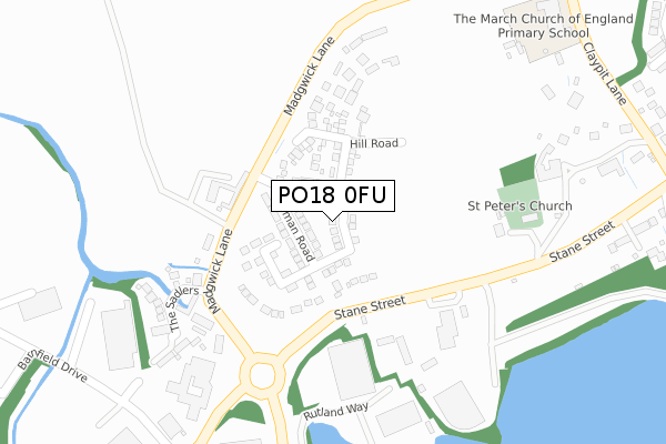 PO18 0FU map - large scale - OS Open Zoomstack (Ordnance Survey)