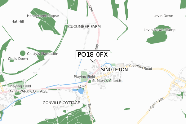 PO18 0FX map - small scale - OS Open Zoomstack (Ordnance Survey)