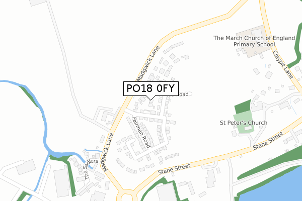 PO18 0FY map - large scale - OS Open Zoomstack (Ordnance Survey)