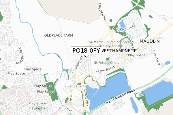 PO18 0FY map - small scale - OS Open Zoomstack (Ordnance Survey)
