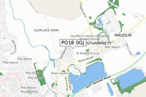 PO18 0GJ map - small scale - OS Open Zoomstack (Ordnance Survey)