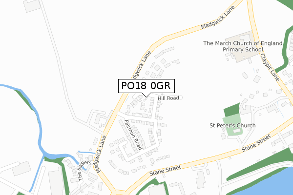 PO18 0GR map - large scale - OS Open Zoomstack (Ordnance Survey)
