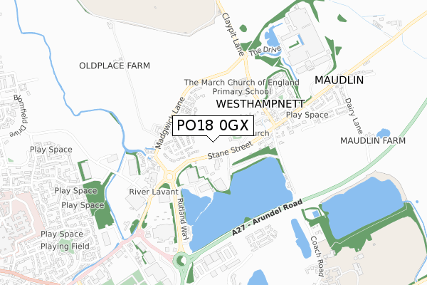 PO18 0GX map - small scale - OS Open Zoomstack (Ordnance Survey)