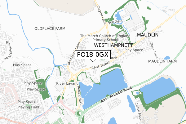 PO18 0GX map - small scale - OS Open Zoomstack (Ordnance Survey) PO18 0GX map - small scale - OS Open Zoomstack (Ordnance Survey)