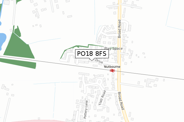 PO18 8FS map - large scale - OS Open Zoomstack (Ordnance Survey)