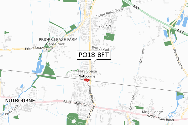 PO18 8FT map - small scale - OS Open Zoomstack (Ordnance Survey)