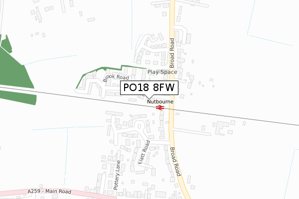 PO18 8FW map - large scale - OS Open Zoomstack (Ordnance Survey)