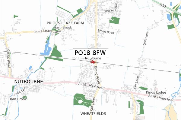 PO18 8FW map - small scale - OS Open Zoomstack (Ordnance Survey)