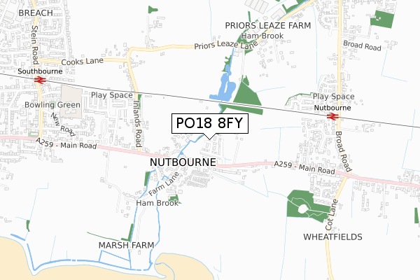 PO18 8FY map - small scale - OS Open Zoomstack (Ordnance Survey)