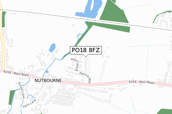 PO18 8FZ map - large scale - OS Open Zoomstack (Ordnance Survey)