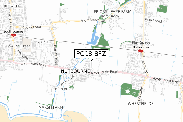 PO18 8FZ map - small scale - OS Open Zoomstack (Ordnance Survey)