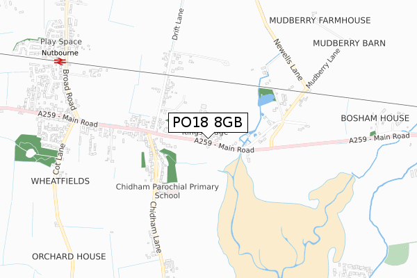 PO18 8GB map - small scale - OS Open Zoomstack (Ordnance Survey)