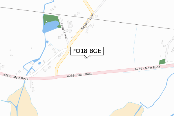 PO18 8GE map - large scale - OS Open Zoomstack (Ordnance Survey)