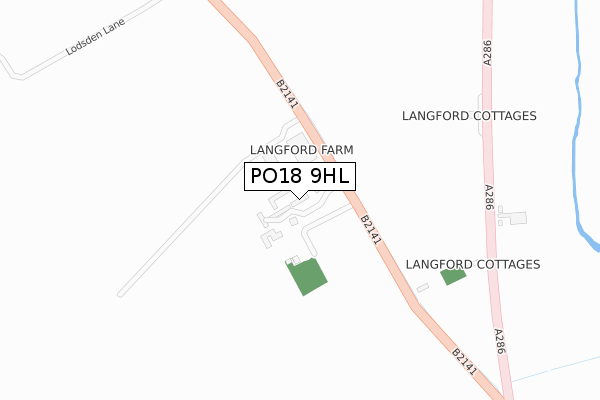 PO18 9HL map - large scale - OS Open Zoomstack (Ordnance Survey)