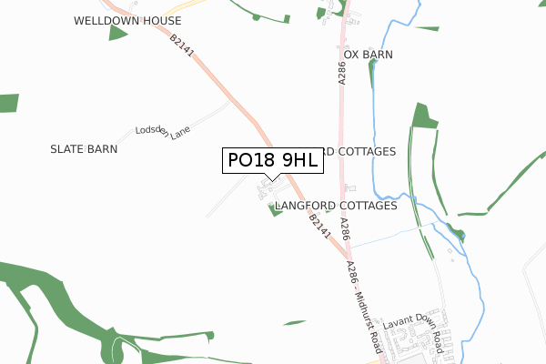 PO18 9HL map - small scale - OS Open Zoomstack (Ordnance Survey)