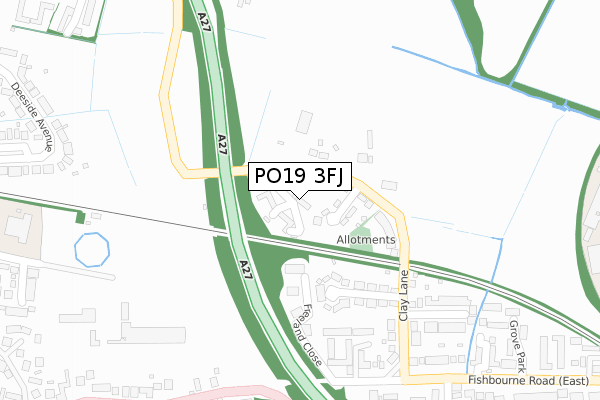 PO19 3FJ map - large scale - OS Open Zoomstack (Ordnance Survey)