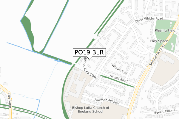 PO19 3LR map - large scale - OS Open Zoomstack (Ordnance Survey)