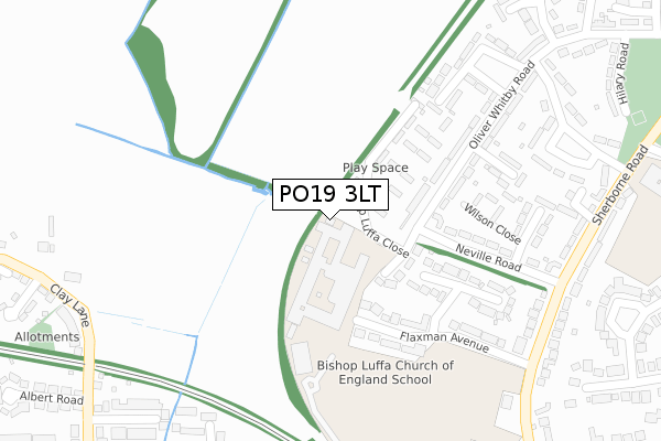 PO19 3LT map - large scale - OS Open Zoomstack (Ordnance Survey)