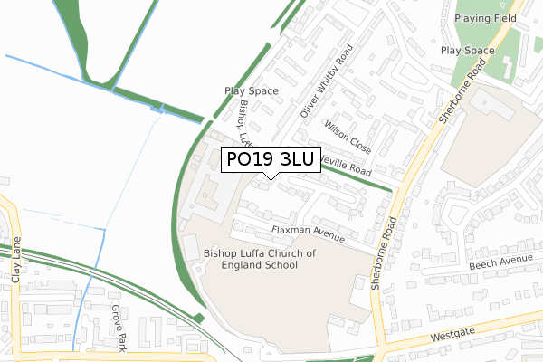 PO19 3LU map - large scale - OS Open Zoomstack (Ordnance Survey)