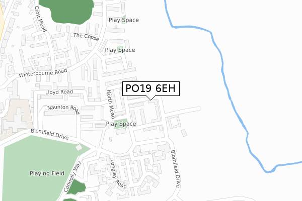 PO19 6EH map - large scale - OS Open Zoomstack (Ordnance Survey)