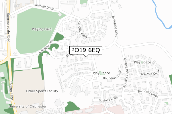 PO19 6EQ map - large scale - OS Open Zoomstack (Ordnance Survey)