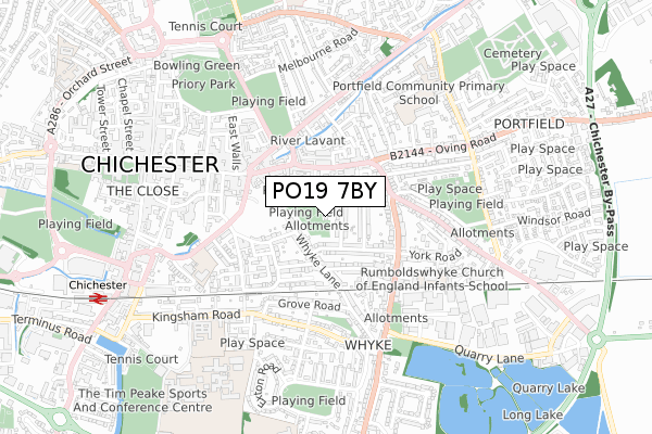 PO19 7BY map - small scale - OS Open Zoomstack (Ordnance Survey)