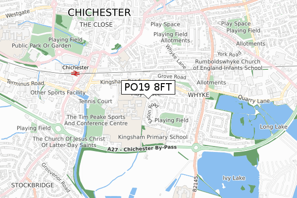 PO19 8FT map - small scale - OS Open Zoomstack (Ordnance Survey)