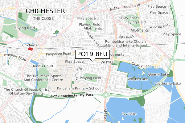 PO19 8FU map - small scale - OS Open Zoomstack (Ordnance Survey)