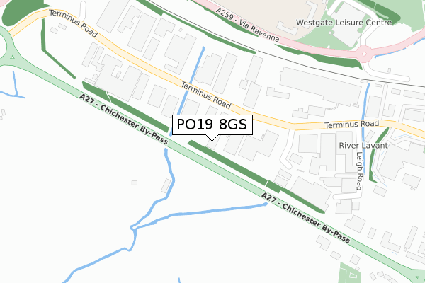 PO19 8GS map - large scale - OS Open Zoomstack (Ordnance Survey) PO19 8GS map - large scale - OS Open Zoomstack (Ordnance Survey)