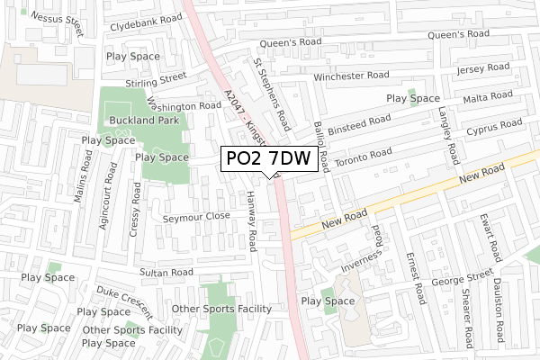 PO2 7DW map - large scale - OS Open Zoomstack (Ordnance Survey)