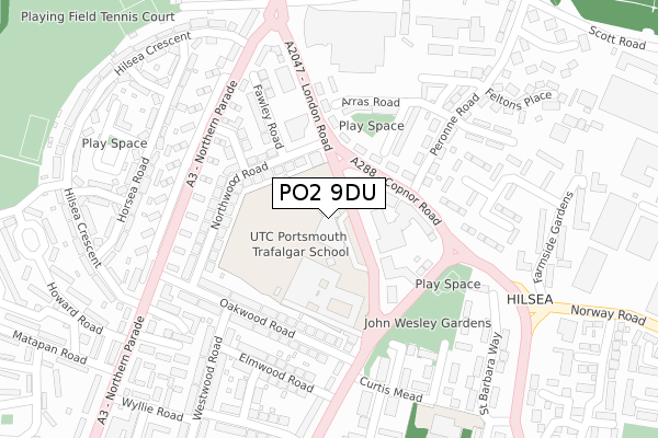 PO2 9DU map - large scale - OS Open Zoomstack (Ordnance Survey)